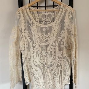 Vintage Womans Cream Lace Top